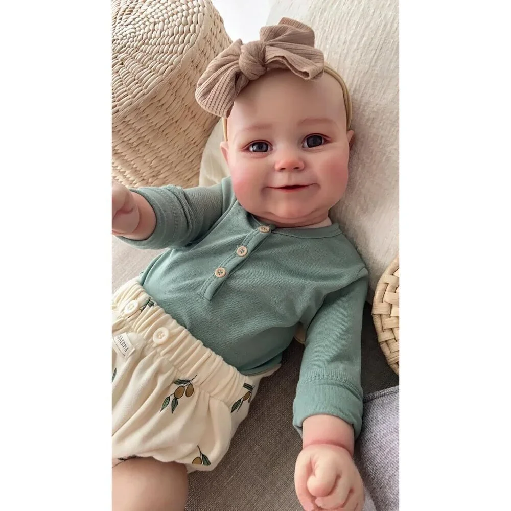 🆕20Inch Soft Cloth Body Newborn Baby Poseable Limbs  Green Lila Heart Girl Baby